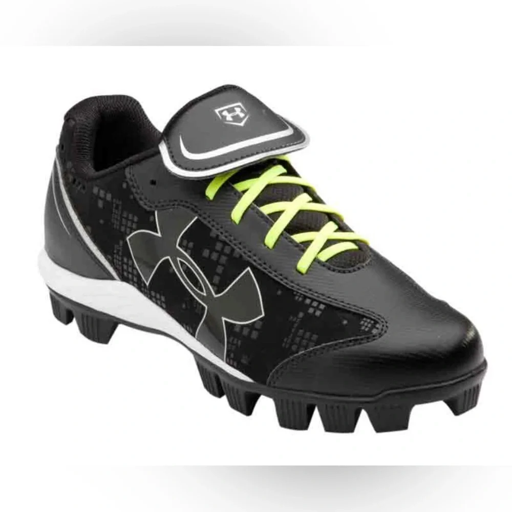 UNDER ARMOUR Girls Softball Cleats Women's NEW Glyde Shoe Black‎ Neon Yellow 7